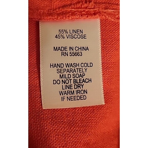 Jones New York Top Womens 1X Plus Red 3/4 Sleeve Linen Blend Pullover Blouse - Picture 10 of 10